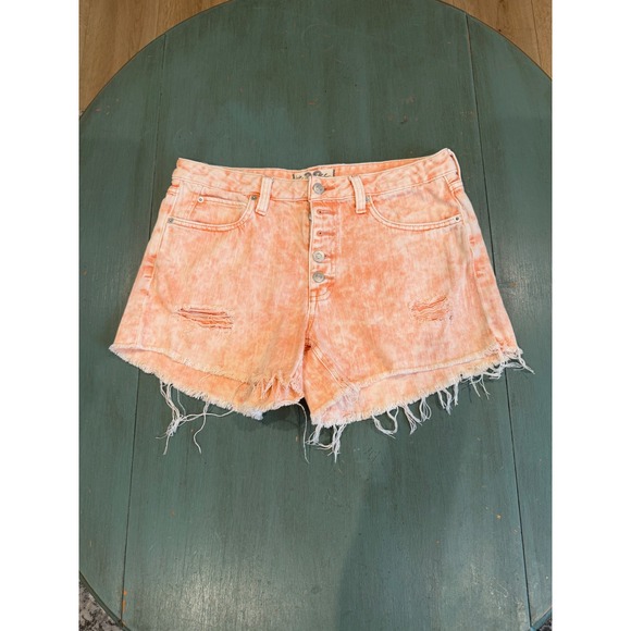Free People Pants - We The Free Free People Orange Acid Wash Denim Cut Off Shorts Size 28 OB1071936